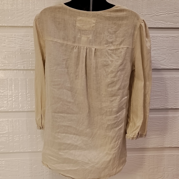Malvin Hamburg Germany I love Linen Womens Blouse Sm Button Up Collar 100% Linen - Picture 6 of 11